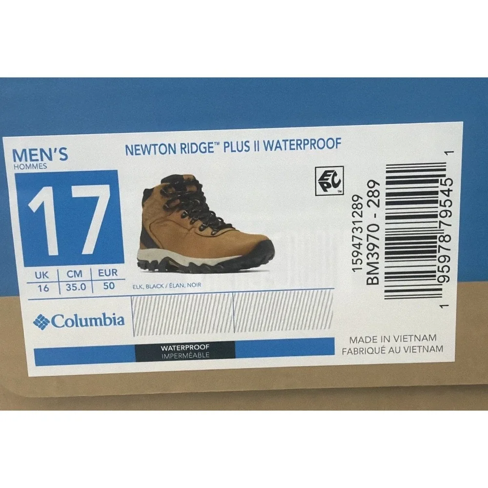 Columbia Sportswear Newton Ridge Plus II Omni-Tech Hiking Boots Waterproof SZ/17